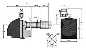 Газовая горелка De Dietrich G201/2N (63-120 кВт)