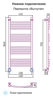 Полотенцесушитель водяной Сунержа Богема 00-0101-1040 100x40