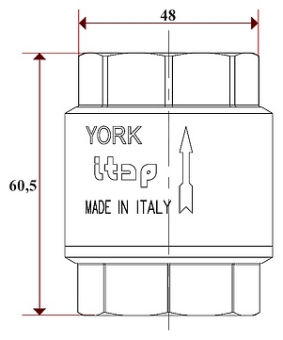 Обратный клапан Itap 103 York 1" пружинный муфтовый, пластиковое седло