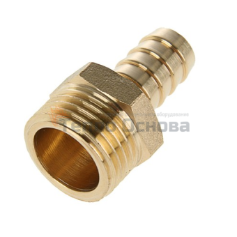 Штуцер латунный 1/2" х 12мм (елочка), наружная резьба