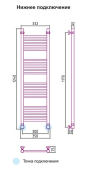 Полотенцесушитель водяной Сунержа Богема 00-0102-1230 120x30