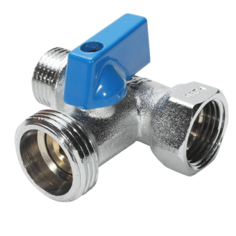 Кран шаровый 3-х проходной для СМА лат. хромированный 1/2"х3/4"х1/2" ш-ш-г, PROFACTOR