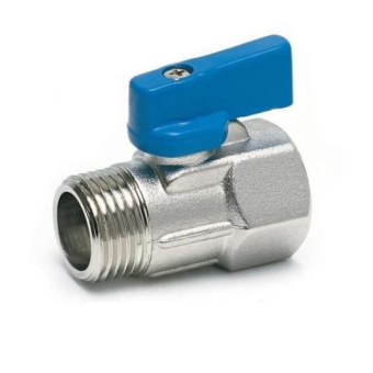 Кран шаровой MINI 1/2" вн/нар, латунный никелированный, KAS