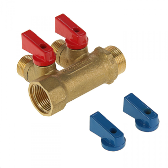 Коллектор латунный 3/4" внутр./наружн. х 16 х 2 выхода с шаровыми кранами и цангами PROFACTOR