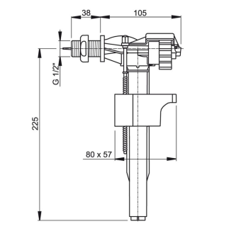 A16 1/2" / Поплавок-клапан для унитаза боковой подвод, металлическая резьба, Alcaplast