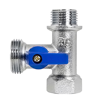 Кран шаровый 3-х проходной для СМА лат. хромированный 1/2"х3/4"х1/2" ш-ш-г, PROFACTOR