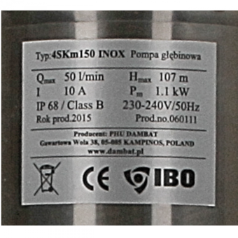 Глубинный насос IBO 4SKM150 INOX